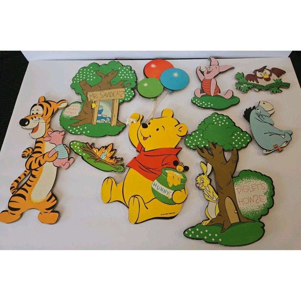 Vintage Winnie the Pooh Tigger Piglet Disney Wall Hanging Pressed Cardboard Set